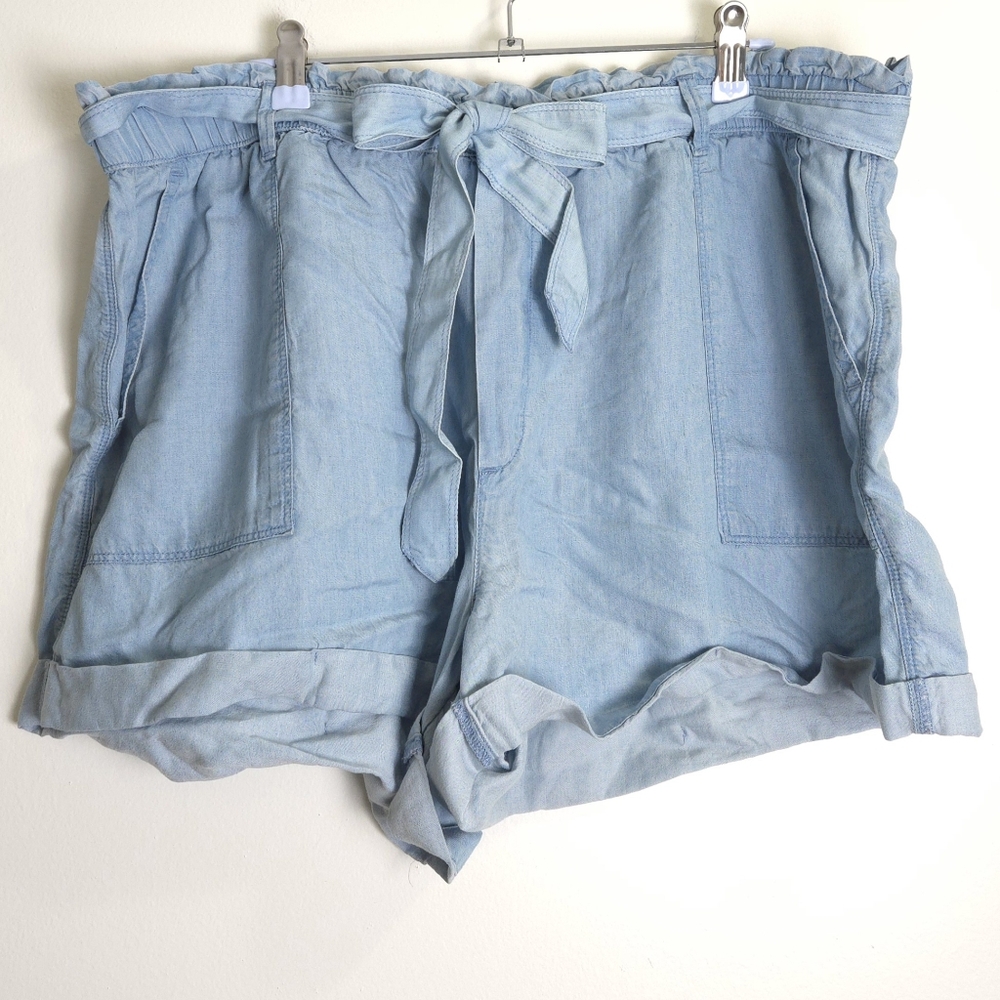 Aerie Chambray Blue Waist Tie Summer Shorts XXL